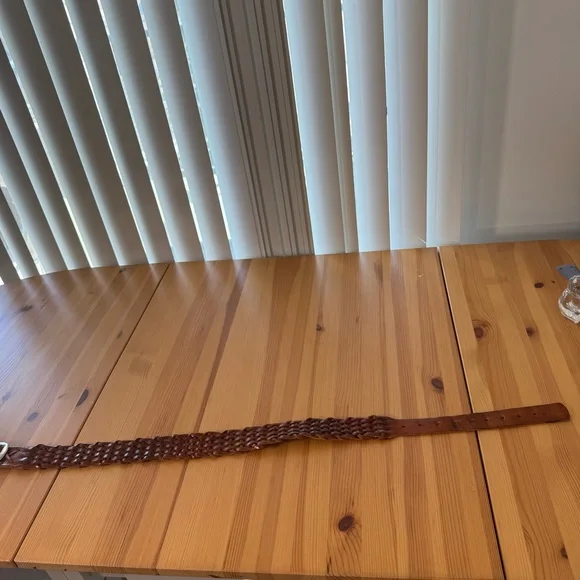 Women's Brown Leather Belt Woven Boho - Picture 3 of 9